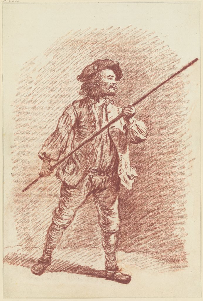 Stehende männliche Modellfigur mit Stange, Friedrich Wilhelm Hirt