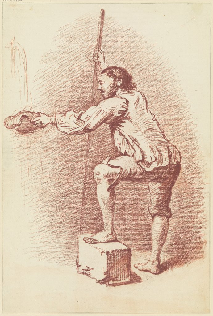 Stehende männliche Modellfigur mit Stange, Friedrich Wilhelm Hirt