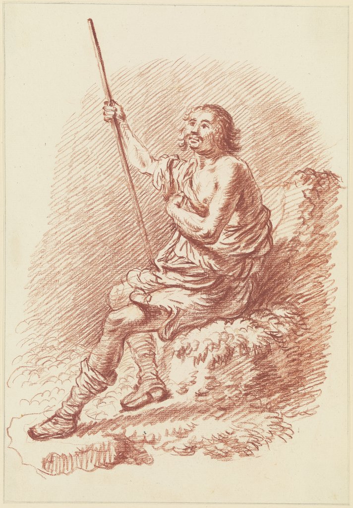 Sitzende männliche Modellfigur, Friedrich Wilhelm Hirt