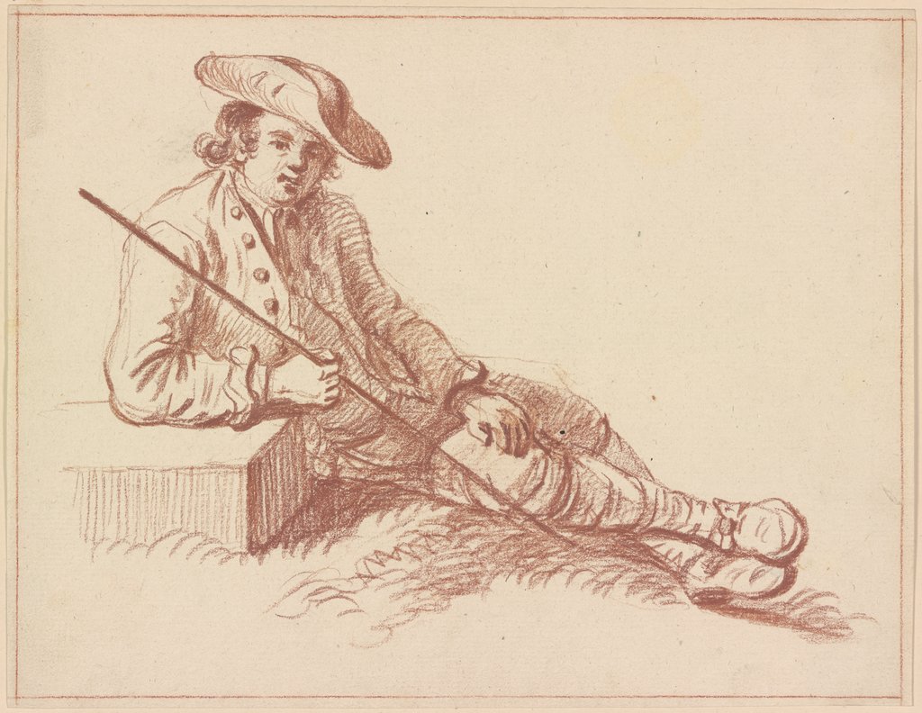 Sitzendes bekleidetes männliches Modell, Friedrich Wilhelm Hirt
