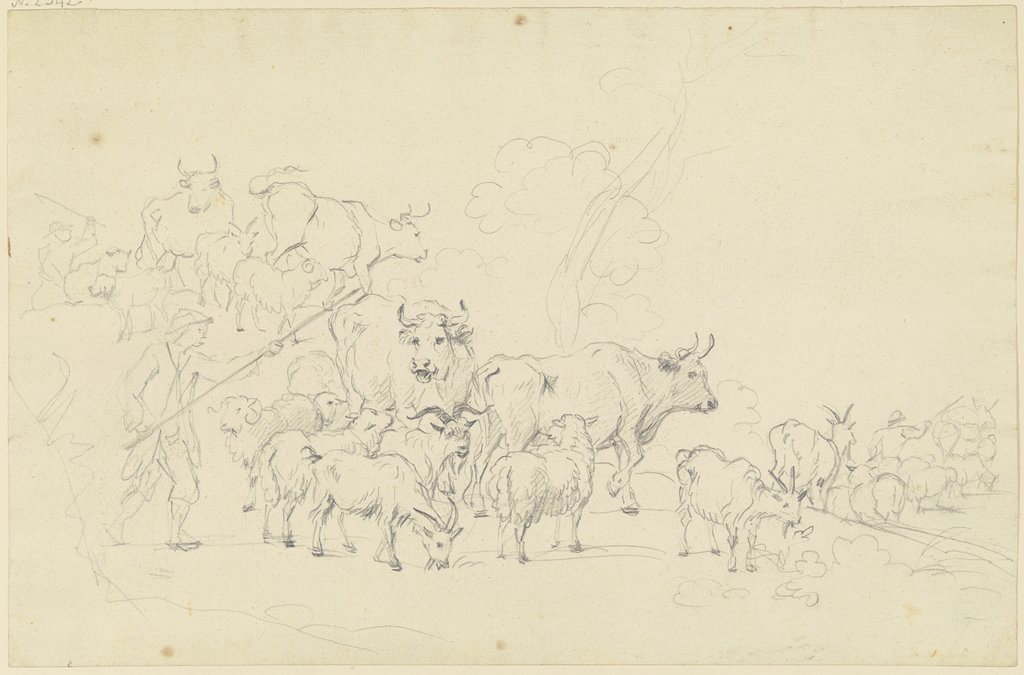 Ziehende Viehherden mit Hirten, Friedrich Wilhelm Hirt