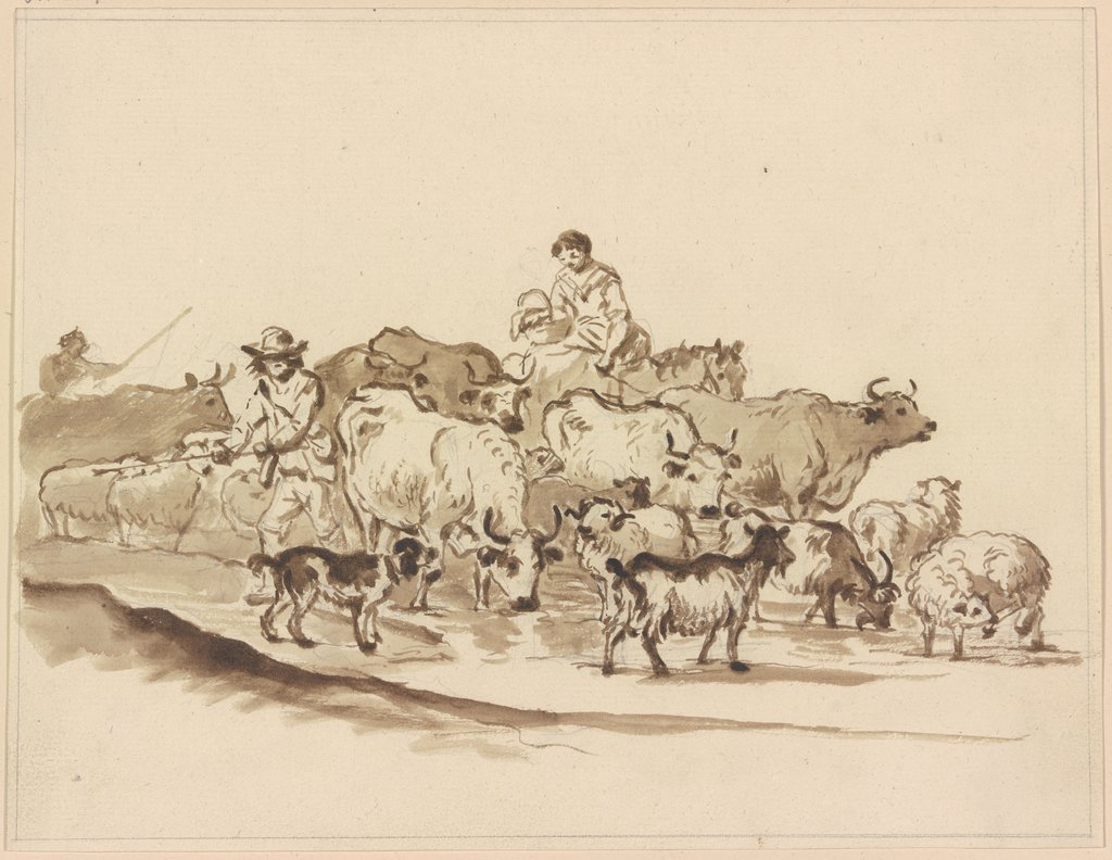 Viehherden mit Hirten, Friedrich Wilhelm Hirt