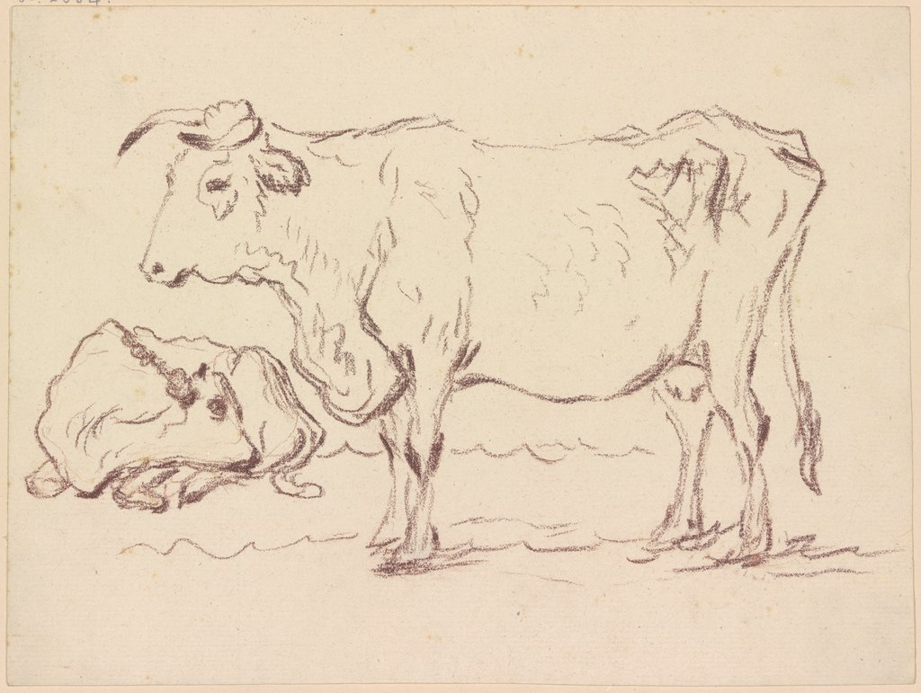 Stehende Kuh mit liegendem Kalb, Friedrich Wilhelm Hirt