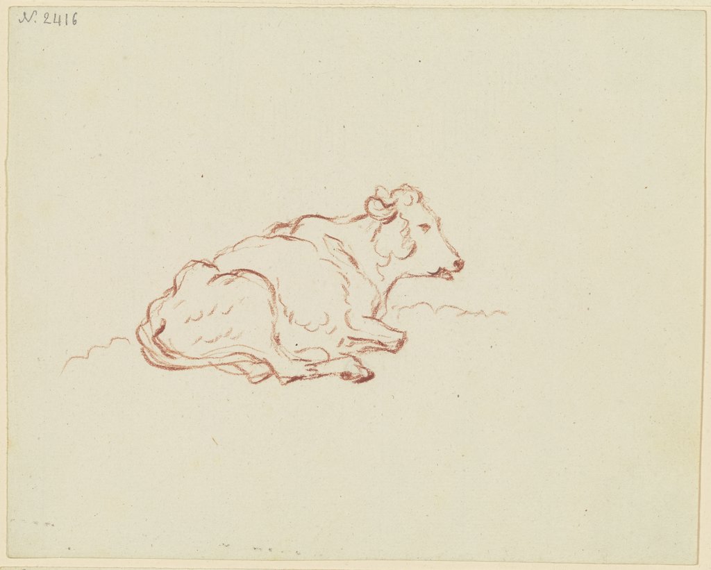Lying calf to the right, Friedrich Wilhelm Hirt