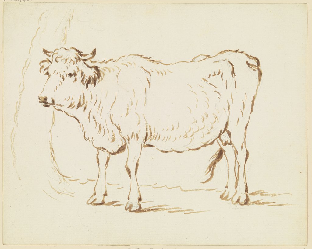 Kuh nach links an einem Baum stehend, Friedrich Wilhelm Hirt