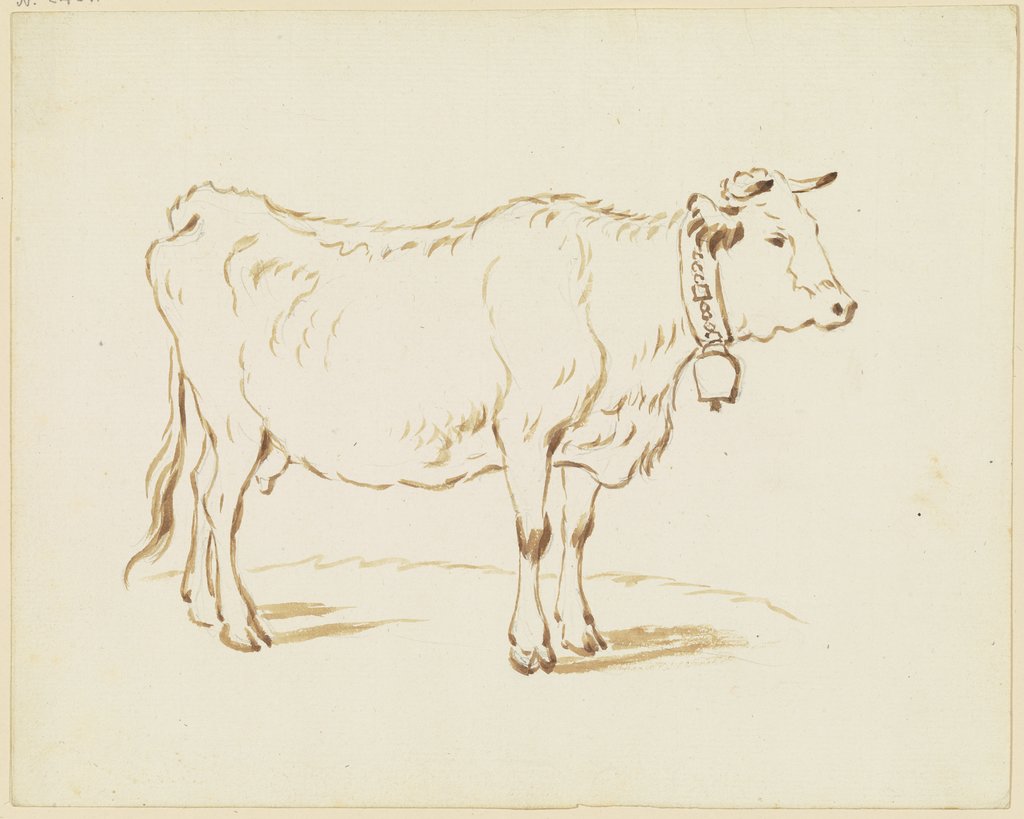 Stehende Kuh nach rechts, eine große Glocke um den Hals gebunden, Friedrich Wilhelm Hirt