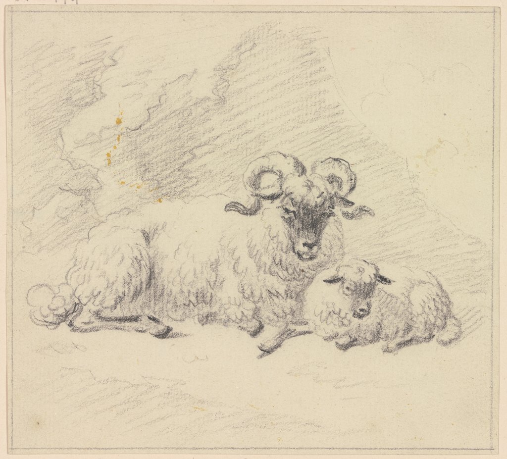Two lying sheep, Friedrich Wilhelm Hirt