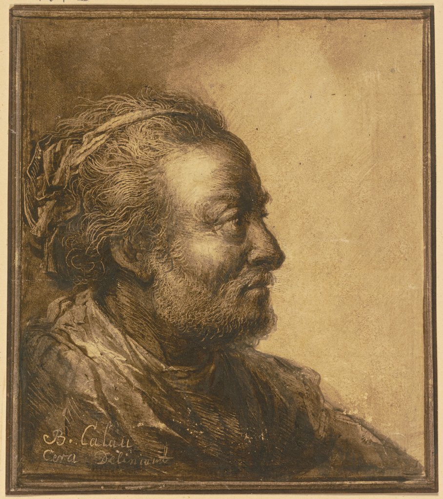 Profilkopf eines bärtigen Mannes nach rechts, Benjamin Calau