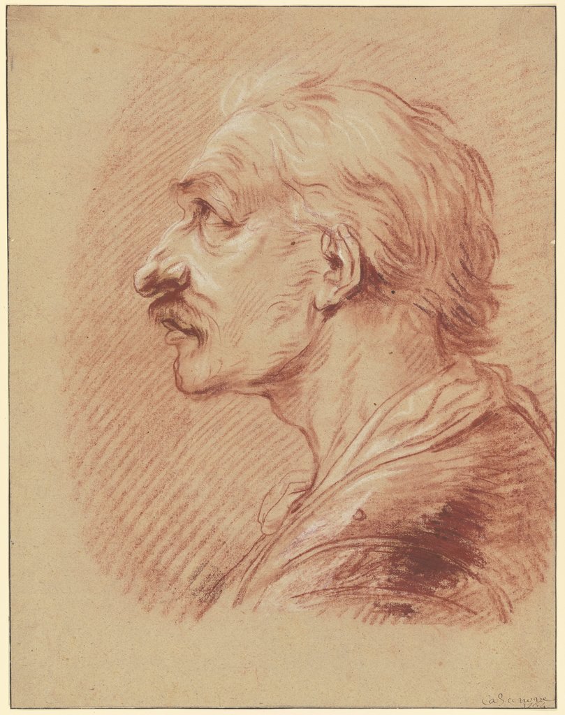 Brustbild eines Mannes mit Schnurrbart im Profil nach links, Francesco Giuseppe Casanova