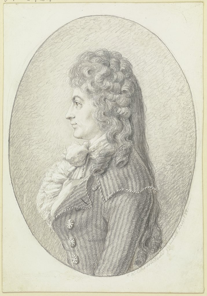 Brustbildnis einer jungen Dame im Profil nach links, im Oval, Wilhelm Chodowiecki