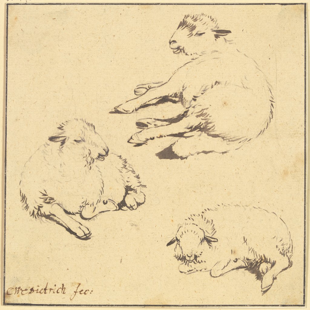 Drei ruhende Schafe, Christian Wilhelm Ernst Dietrich