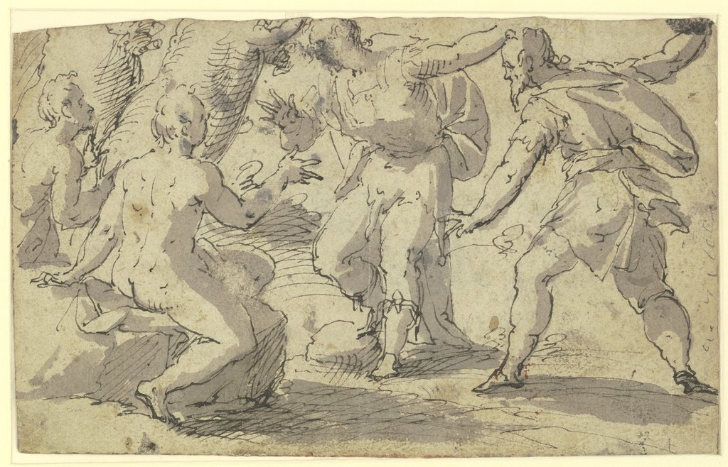 Zwei Nackte und zwei Bekleidete in lebhafter Unterhaltung (VErspottung Hiobs?), Johann Rottenhammer