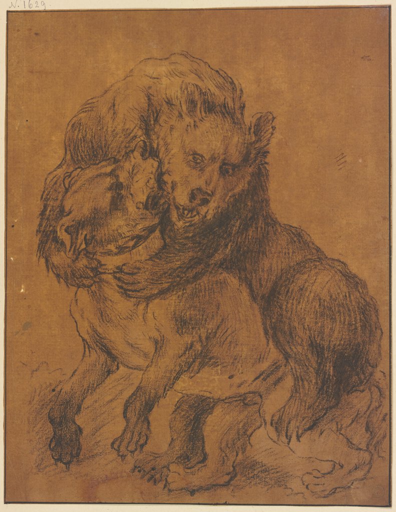Ein Bär erwürgt einen Hund, Johann Melchior Roos