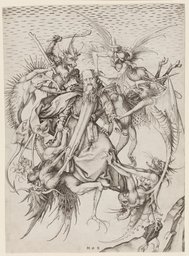 Martin Schongauer, Der Heilige Antonius, von Dämonen gepeinigt, ca. 1470