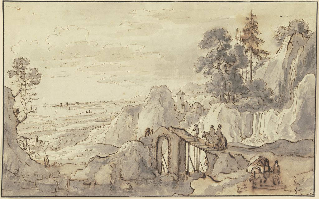View of an ocean bay, Friedrich Wilhelm Hirt