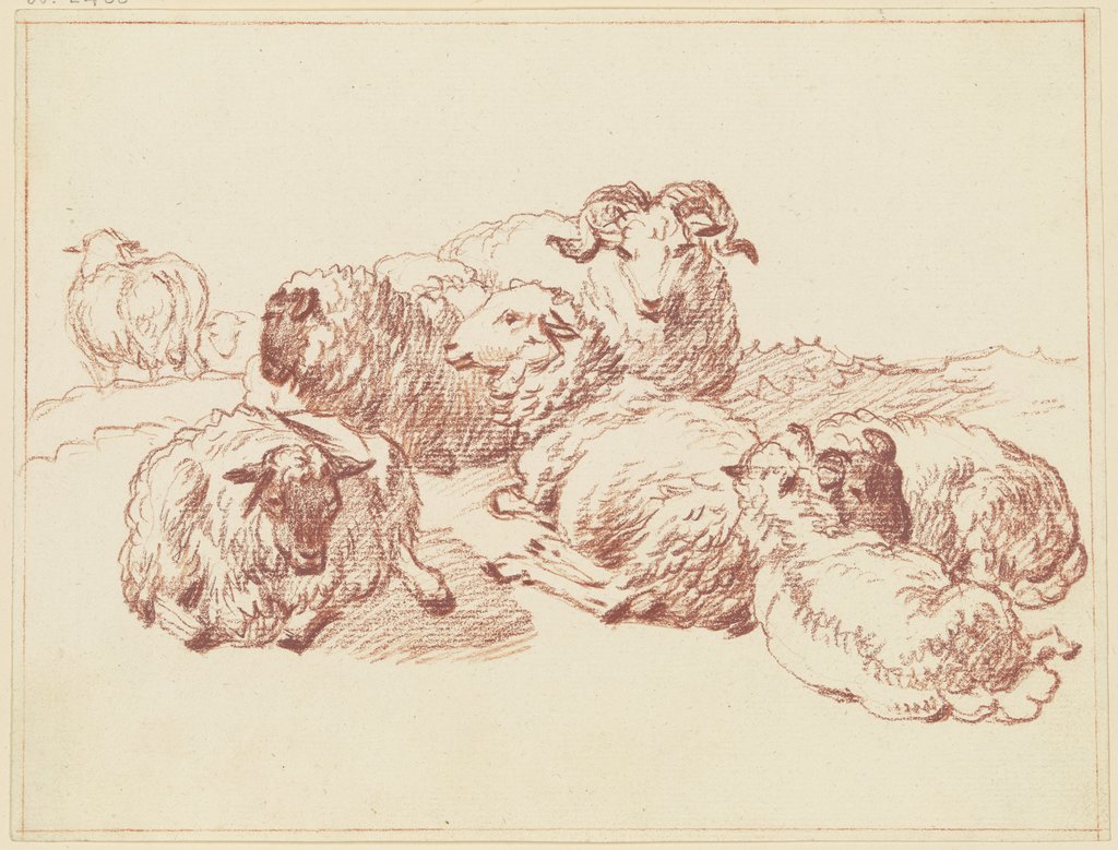 Sheep on a hill, Friedrich Wilhelm Hirt