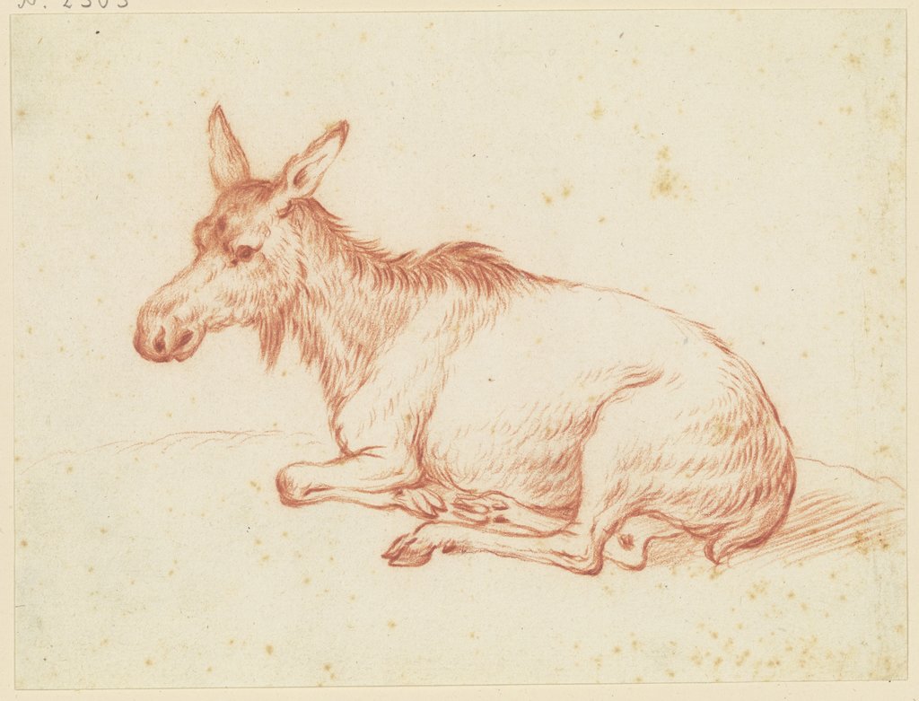 Lying donkey to the left, Friedrich Wilhelm Hirt