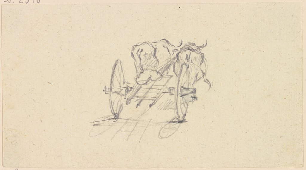 Zwei Ochsen ziehen einen Karren, von hinten gesehen, Friedrich Wilhelm Hirt