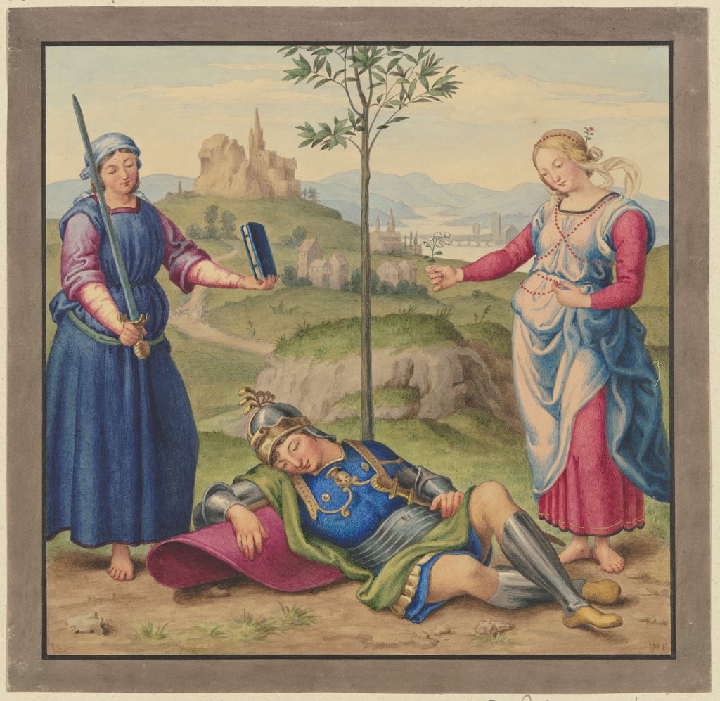Der Traum des Ritters, Johann David Passavant, after Raphael