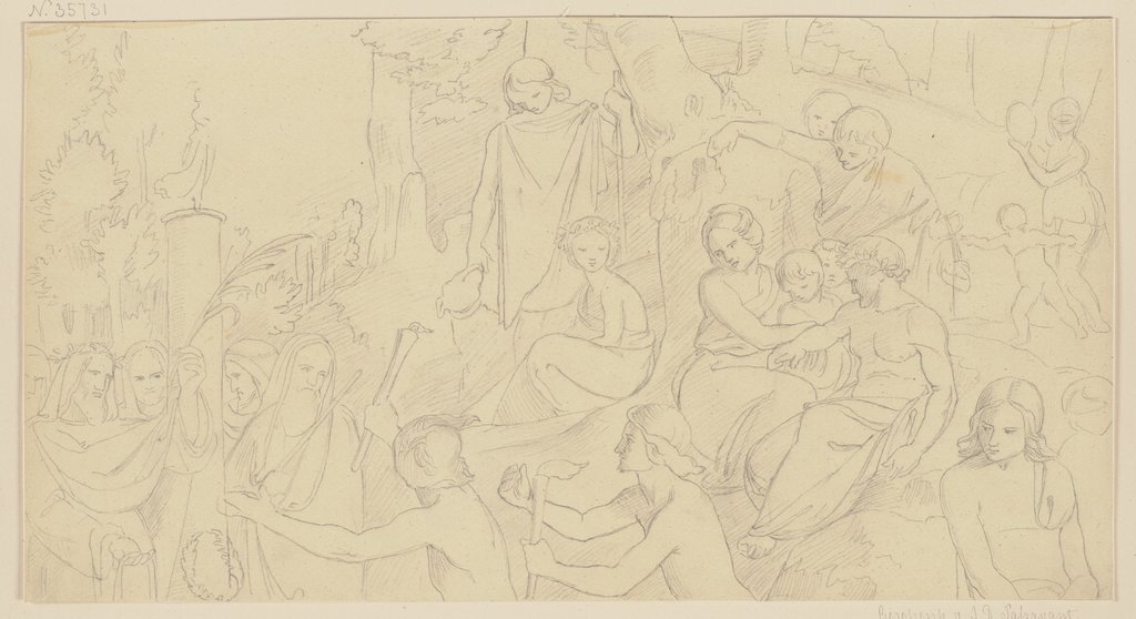 Der Fackellauf (oberer Teil), Unbekannt, 19. Jahrhundert, Philipp Veit;   zugeschrieben