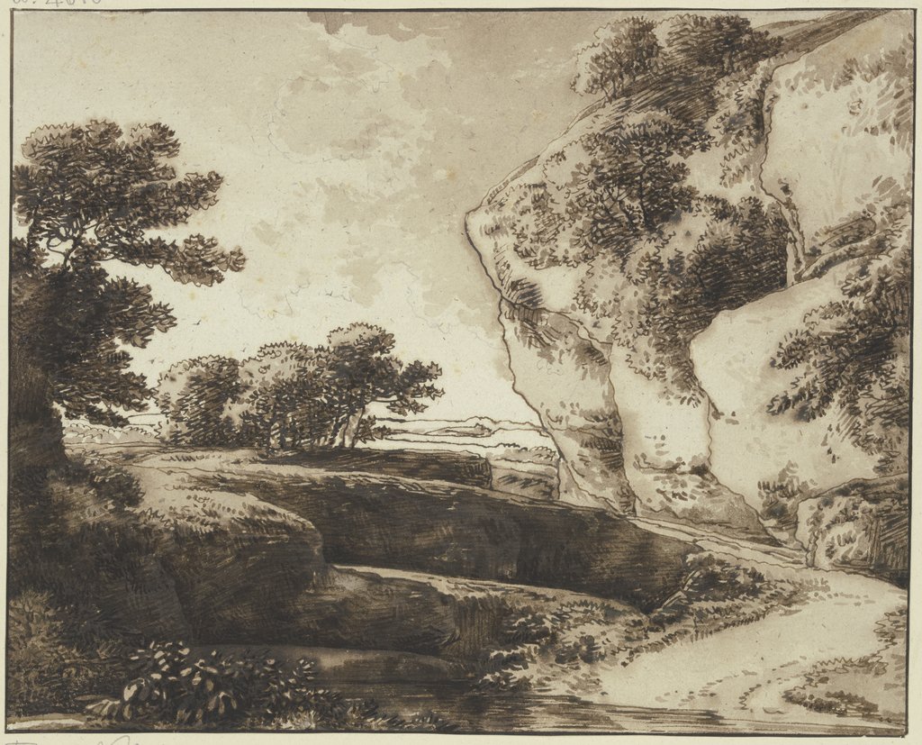 Landschaft mit hoher Felspartie, Franz Innocenz Josef Kobell