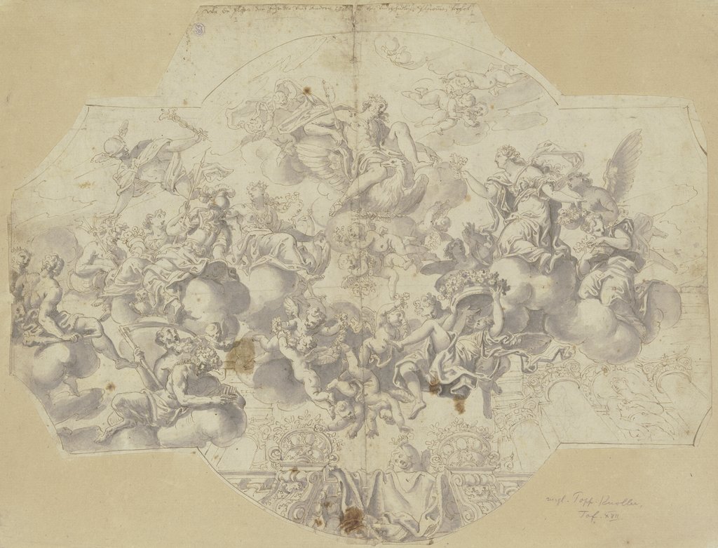 Flora vor Jupiter. Entwurf für ein Deckengemälde in Schloss Aurolzmünster, Johann Eustachius Kendlbacher;   attributed