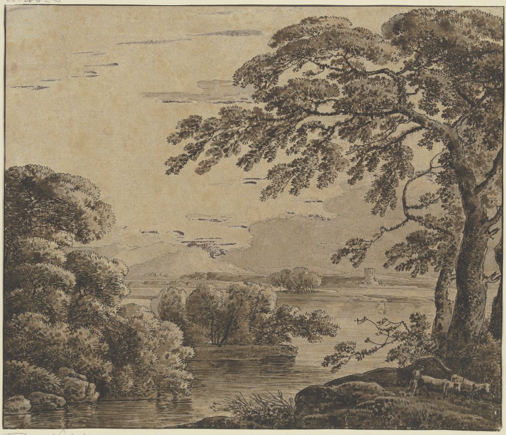 Flußlandschaft mit hohen Bäumen, Franz Innocenz Josef Kobell