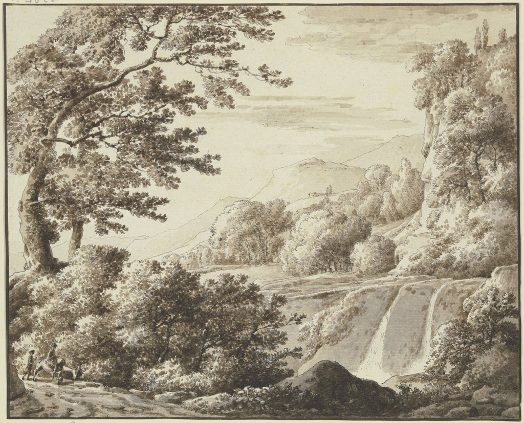 Baumreiche Landschaft mit Wasserfall, Franz Innocenz Josef Kobell