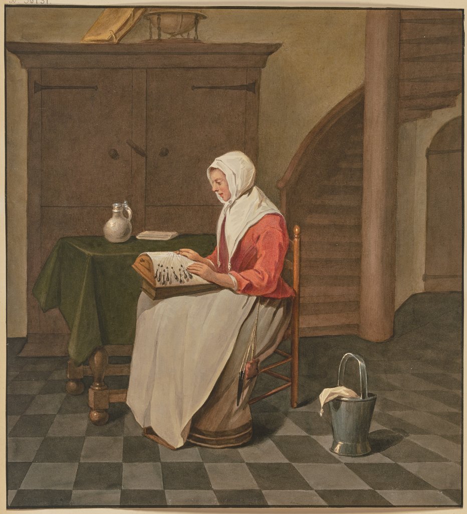 A female lace maker, Unknown, 18th century, after Quiringh van Brekelenkam