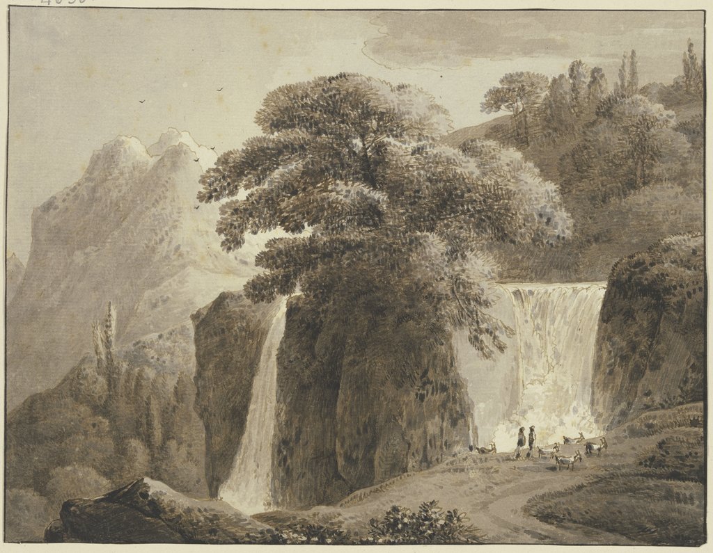 Gebirgslandschaft mit zwei Wasserfällen, Franz Innocenz Josef Kobell