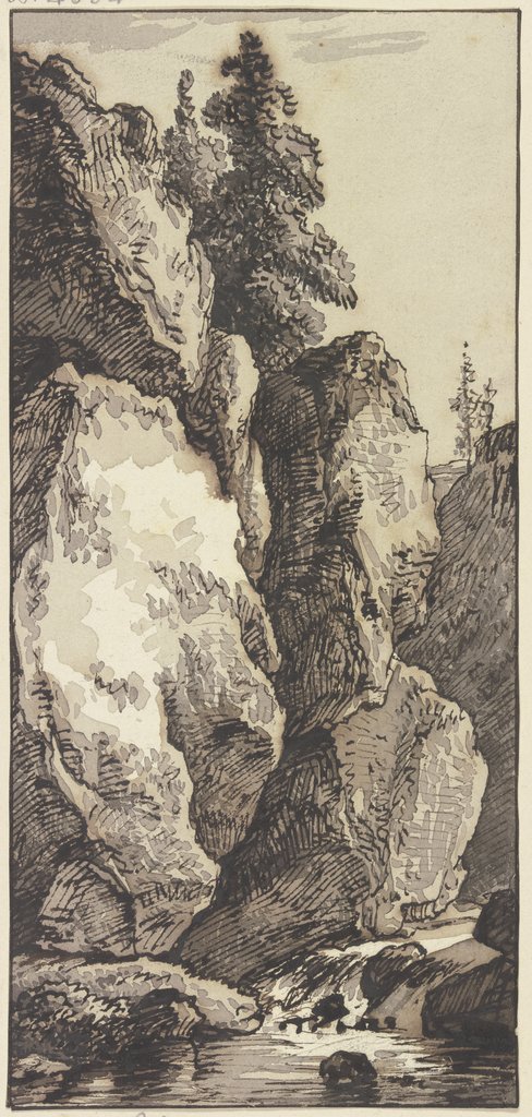 Steile Felspartie bei einem Bach, Franz Innocenz Josef Kobell