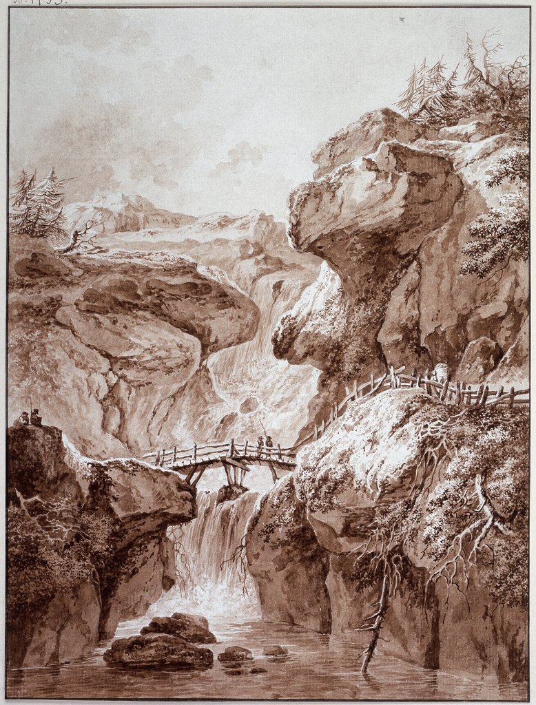 Wasserfall in einer Felsenschlucht, Heinrich Wüest