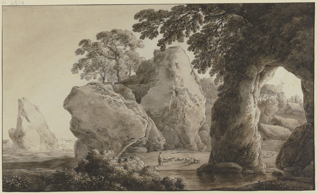 Landscape with natural arch, Franz Innocenz Josef Kobell