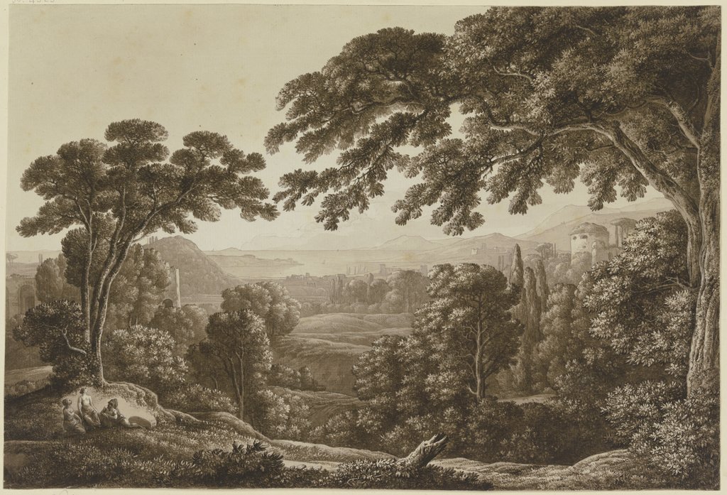 Baumreiche Berglandschaft mit Ruinen, Franz Innocenz Josef Kobell