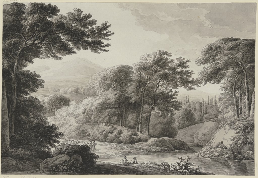 Baumreiche Landschaft mit Schafherde, Franz Innocenz Josef Kobell