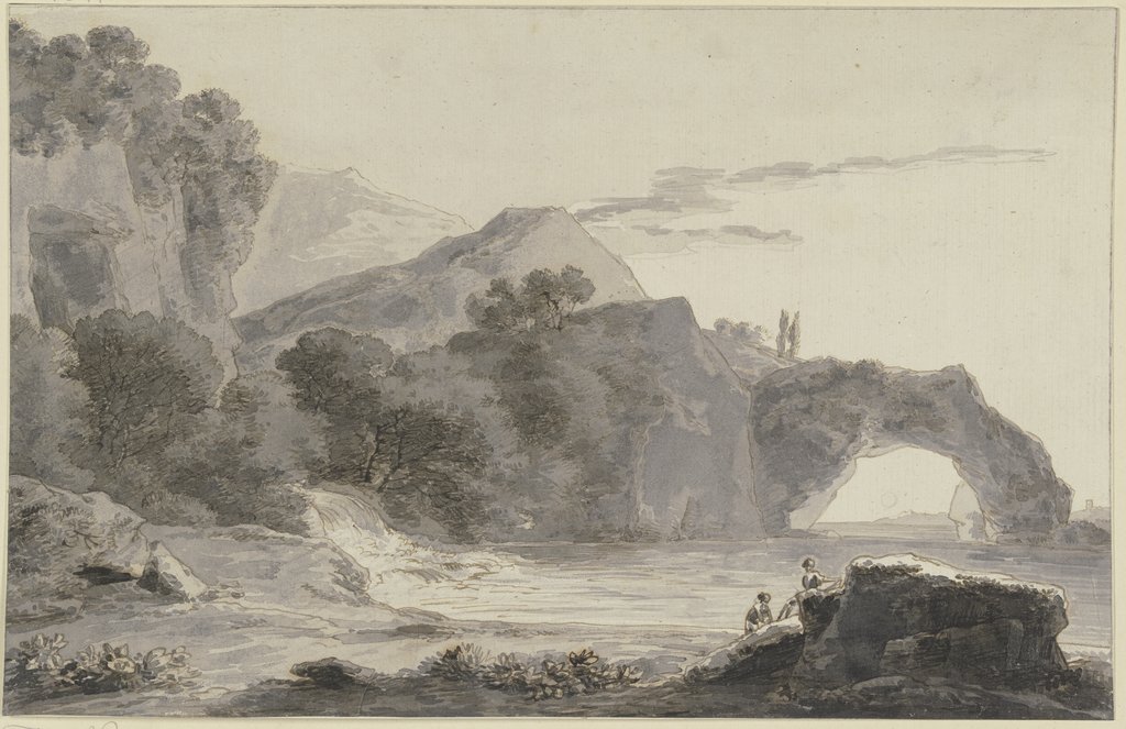 Uferlandschaft mit Felsbogen, Franz Innocenz Josef Kobell