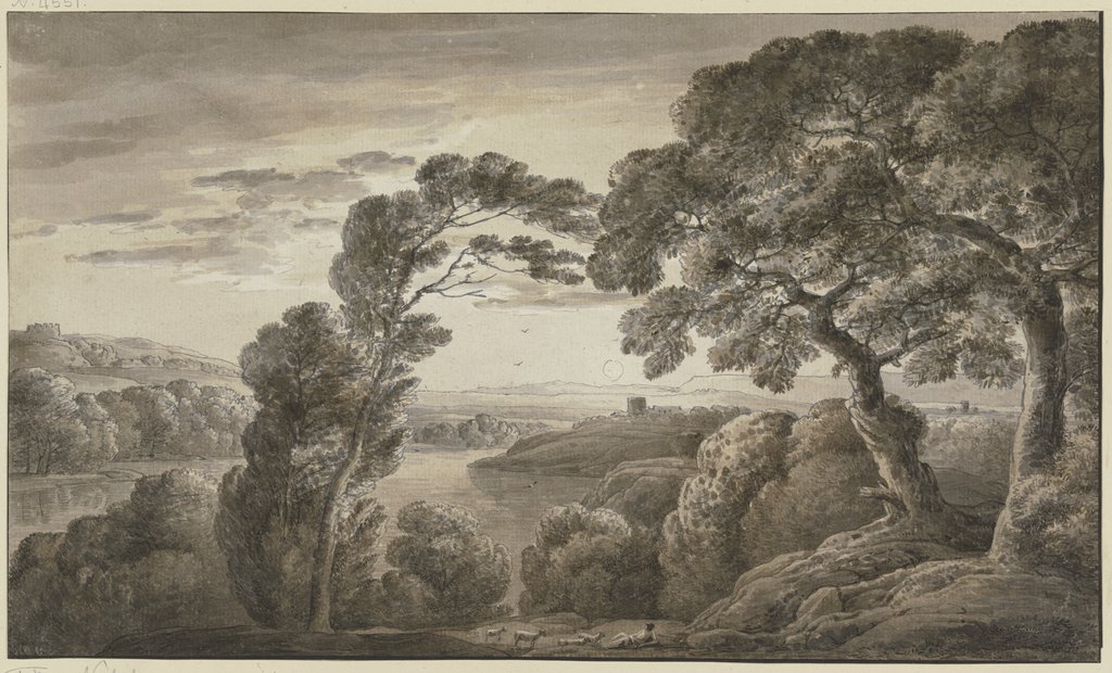 Südliche Landschaft mit hohen Bäumen, Franz Innocenz Josef Kobell