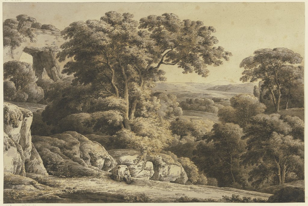 Felsige Landschaft mit großen Baumgruppen, Franz Innocenz Josef Kobell