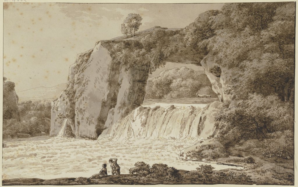 Rocky landscape with waterfall, Franz Innocenz Josef Kobell