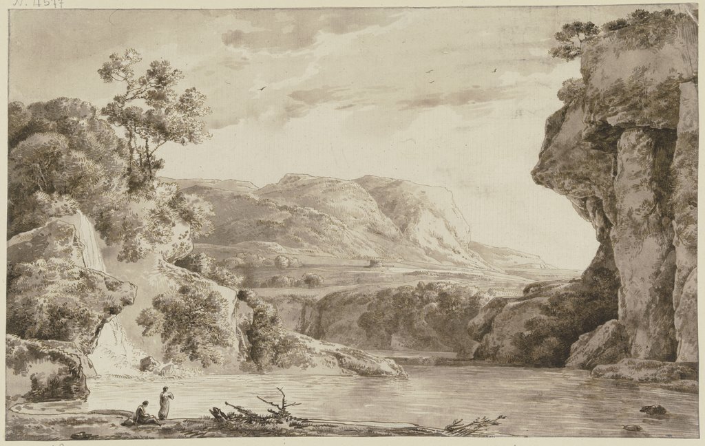 Flußtal, rechts steiler Felsen, Franz Innocenz Josef Kobell