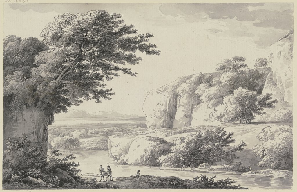 Flußlandschaft mit steilen Felsen, Franz Innocenz Josef Kobell