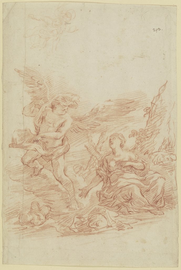 Der Engel erscheint der Hagar, links liegt Ismael am Boden, Süddeutsch, 18. Jahrhundert