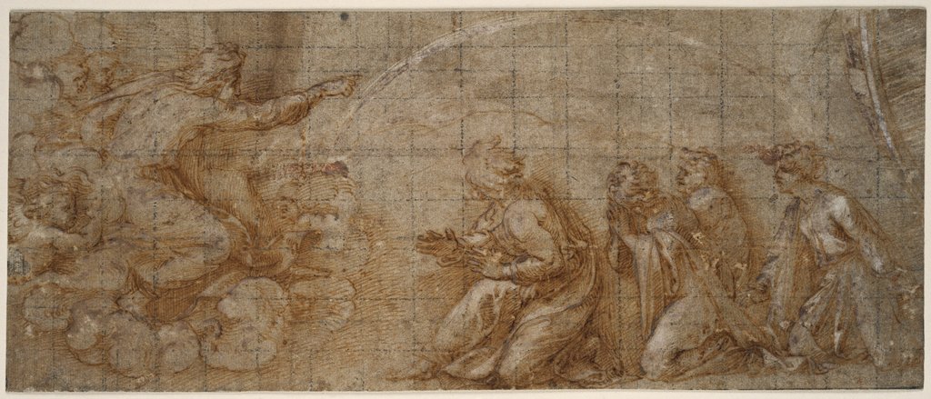 Gottvater zeigt Noah den Regenbogen, Raphael;  workshop, Perino del Vaga;   ?