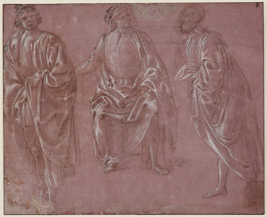 Three garbed figures, Sandro Botticelli;  circle