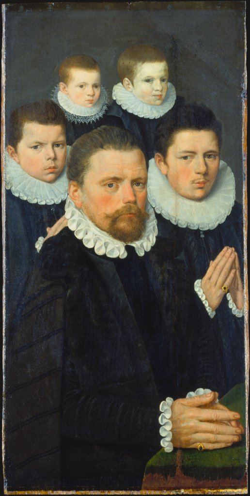 Altarflügel mit den männlichen Mitgliedern der Stifterfamilie, Flämischer Meister um 1570/1580