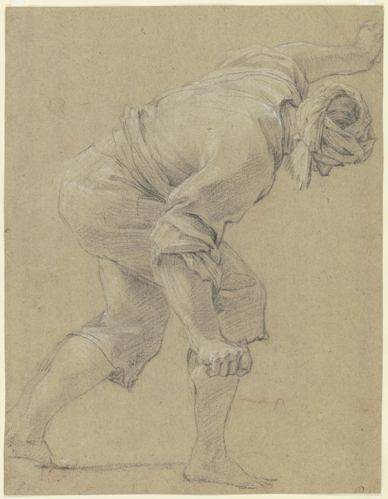 Ein sich nach rechts bückender Mann mit Turban, Simon Vouet;  Werkstatt
