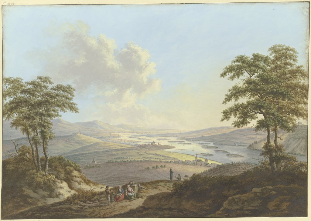 Blick auf Rheingau und Rheinebene, links der Johannisberg, Karl Franz Kraul
