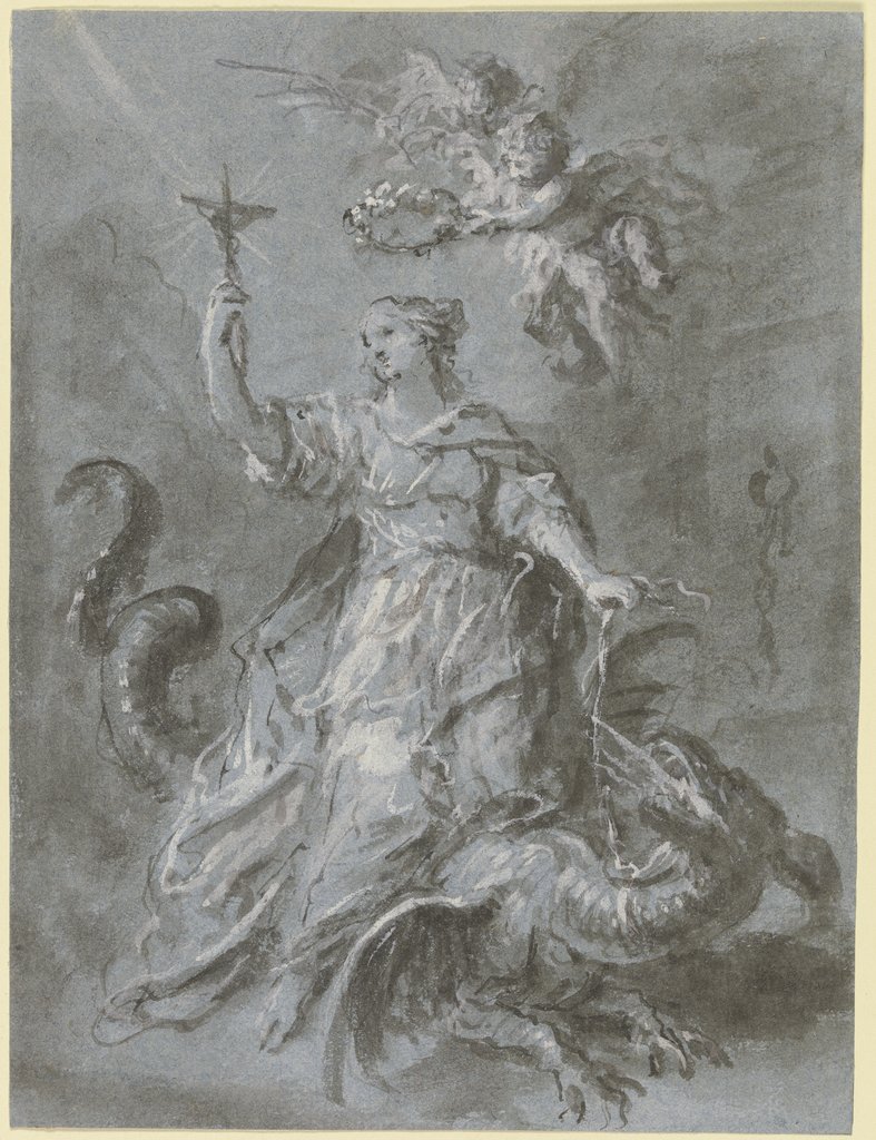 Die Heilige Margarethe auf dem Drachen, von zwei Engeln gekrönt, Martin Johann Schmidt called Kremser-Schmidt