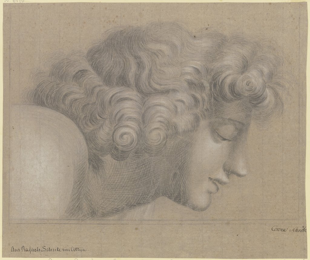 Kopf des Jünglings aus der Gruppe um Euklid oder Archimedes in Raffaels Schule von Athen, Corona Schröter, nach Raffael