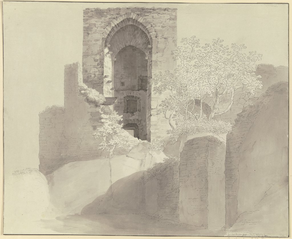 Blick in die hohe Fensteröffnung eines Turmes (Ruine Hohenstein bei Bad Schwalbach), Christian Georg Schütz